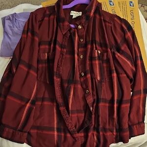 Ava Viv Plaid Button-Up Shirt 2x